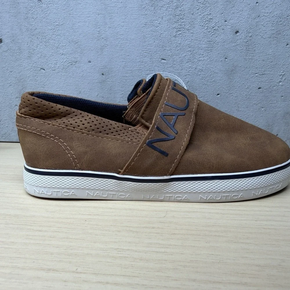 Nautica Orinoco Brown Leather slip On Dress Shoe Sneaker Toddler Size 10‎